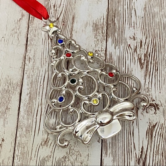 LENOX Sparkle and Scroll Multi-Crystal Silver-plate Tree Ornament - Picture 6 of 11